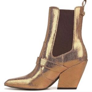 Sam Edelman gold metallic Suzette 3 1/2" heel ankle boot size 7 1/2 NWT